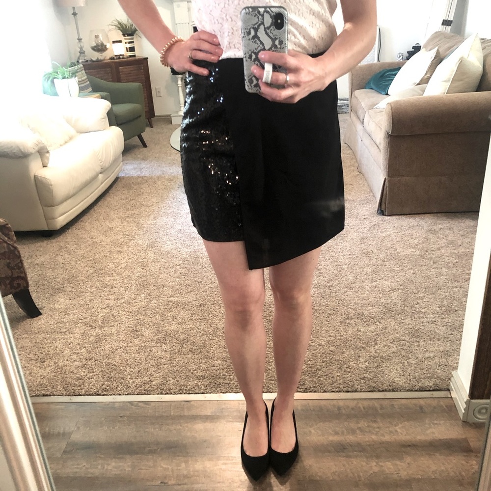 Black Sequin Mini Skirt